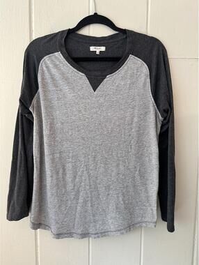 Madewell Long Sleeve 100% Cotton Raglan Sleeve Colorblock Baseball Tee Sz Large